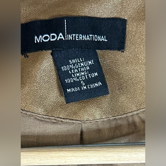 MODA INTERNATIONAL MOTO JACKET WOMEN'S LEATHER BRONZE SIZE SMALL - Picture 5 of 6